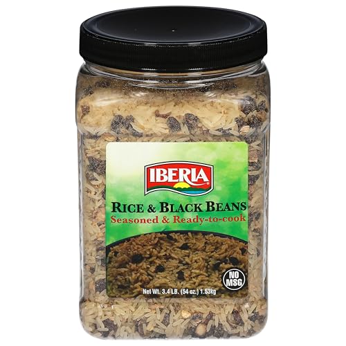 Iberia Rice and Black Beans in a skillet ready to serve.
