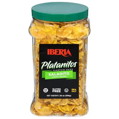 Iberia Saladito Plantain Chips plantain slices closeup, natural and non-GMO crunch.
