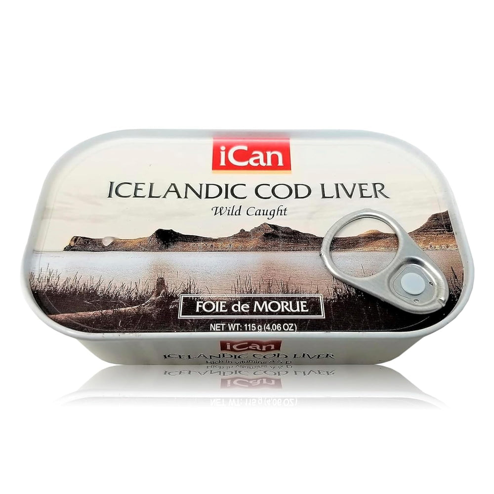 ICAN Cod Liver – ingredients list photo highlights simple, natural ingredients: cod liver, cod liver oil, salt.