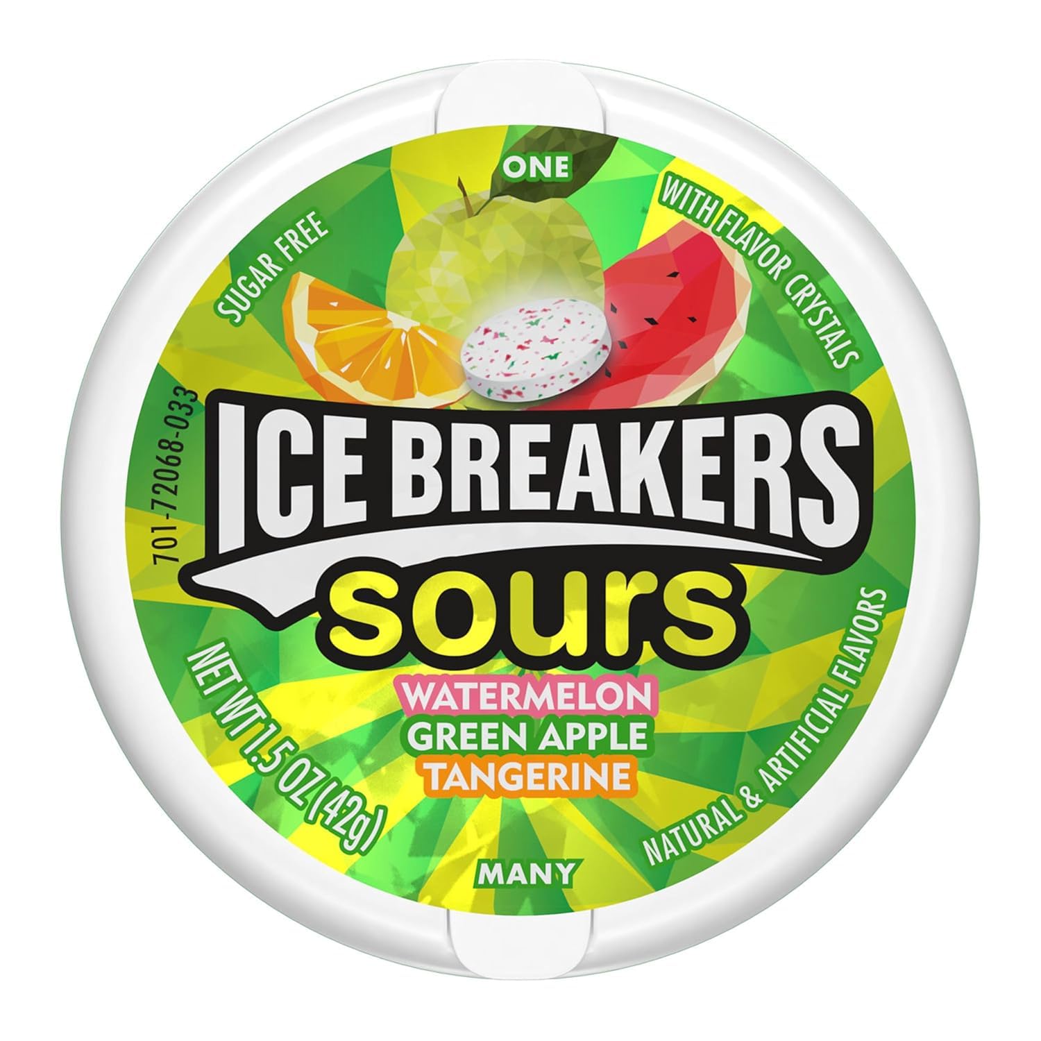 Ice Breakers Berry Sours four-pack candies viewed from above for quick snacking on the go.