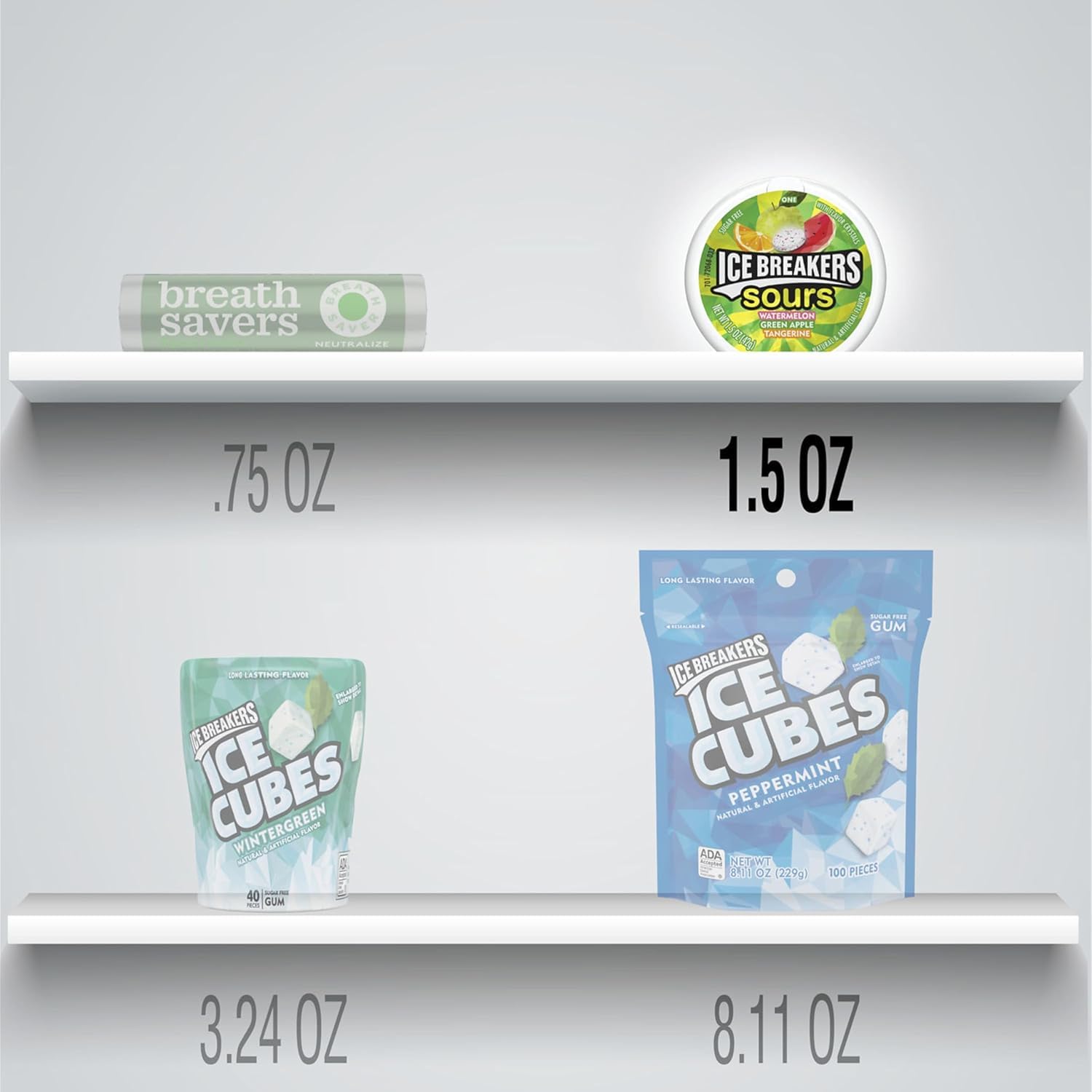 Ice Breakers Berry Sours pack-front shows convenient 4-pack for on-the-go occasions.