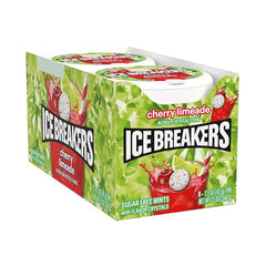 Ice Breakers Cherry Limeade mints in pocket view showing convenient tin for quick refreshment.