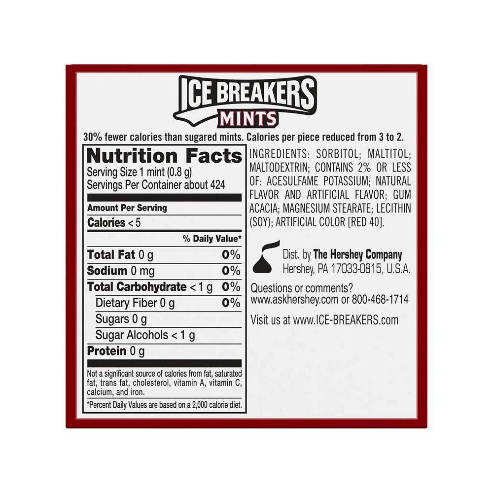 Ice Breakers cinnamon-flavored mints with crystal accents ideal for breath refresh anytime.