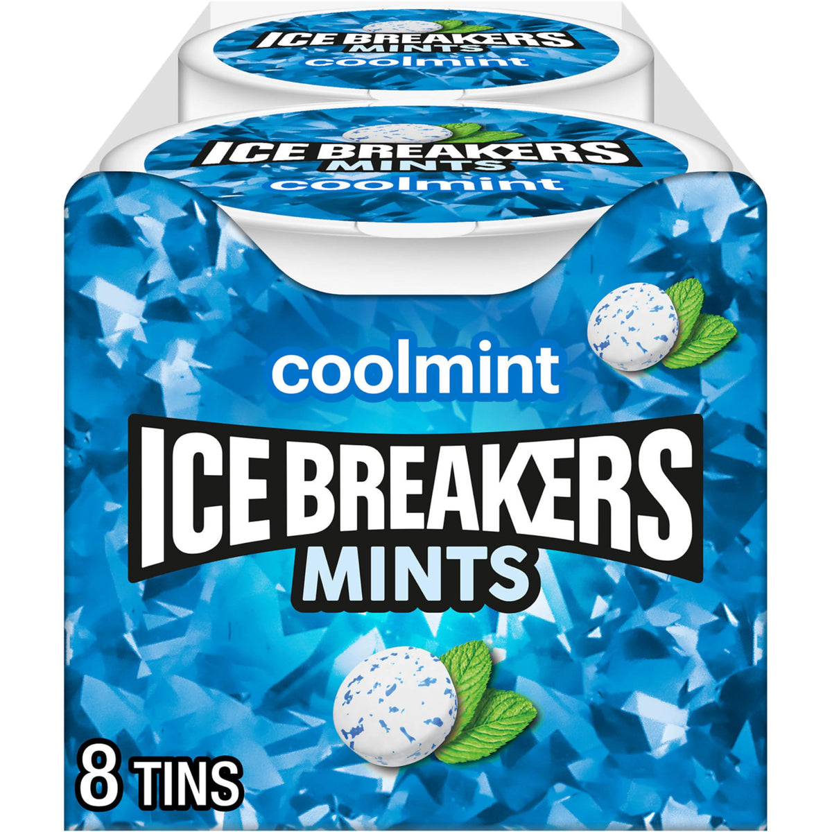 Ice Breakers Coolmint tins collection showing portable breath refreshment.