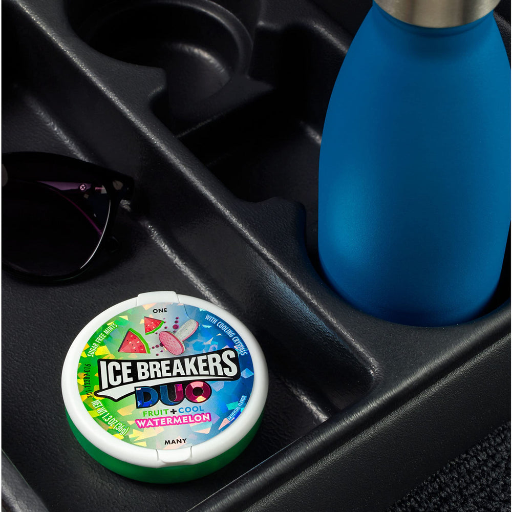 Ice Breakers Duo mints on a desk for a midday pick-me-up