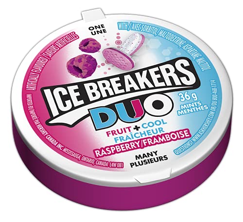 Ice Breakers Duo Raspberry Mints opened case ready for sharing