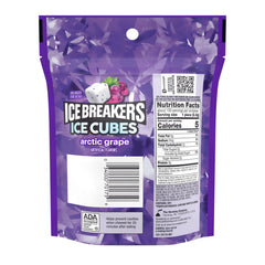 Ice Breakers Arctic Grape ice cubes pack close-up with cooling crystals.