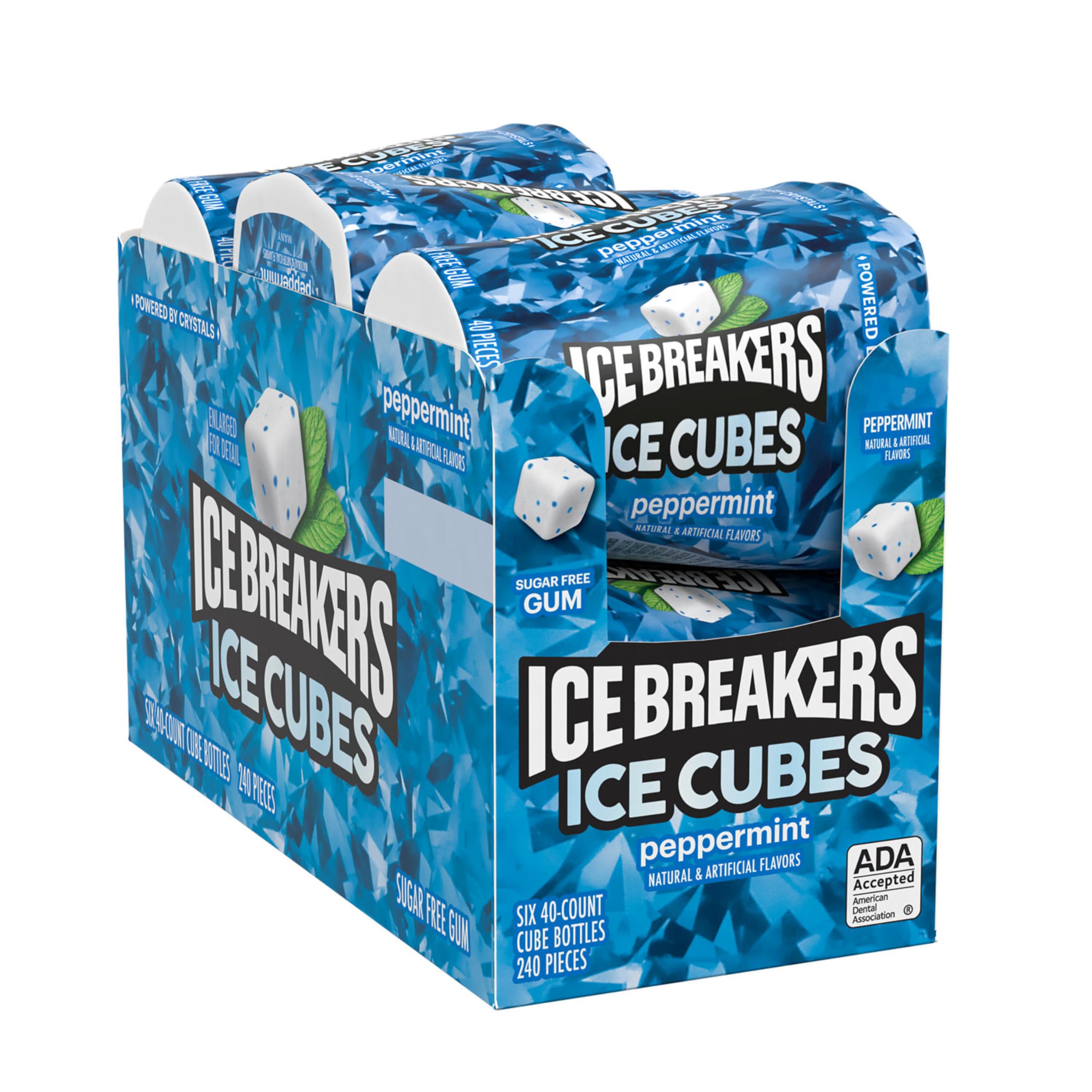 ICE BREAKERS Ice Cubes Peppermint cubes closeup with cool peppermint flavor detail.