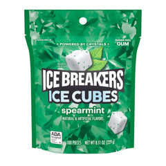 Ice Breakers Ice Cubes Spearmint close up showing cooling crystals