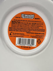 Ice Breakers Orange Cream Pop Mints sugar-free label; refreshing breath without sugar
