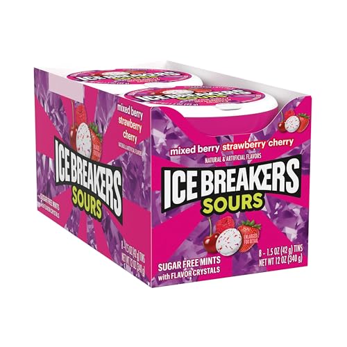 Ice Breakers Sours mixed berry mints close-up showing flavor crystals
