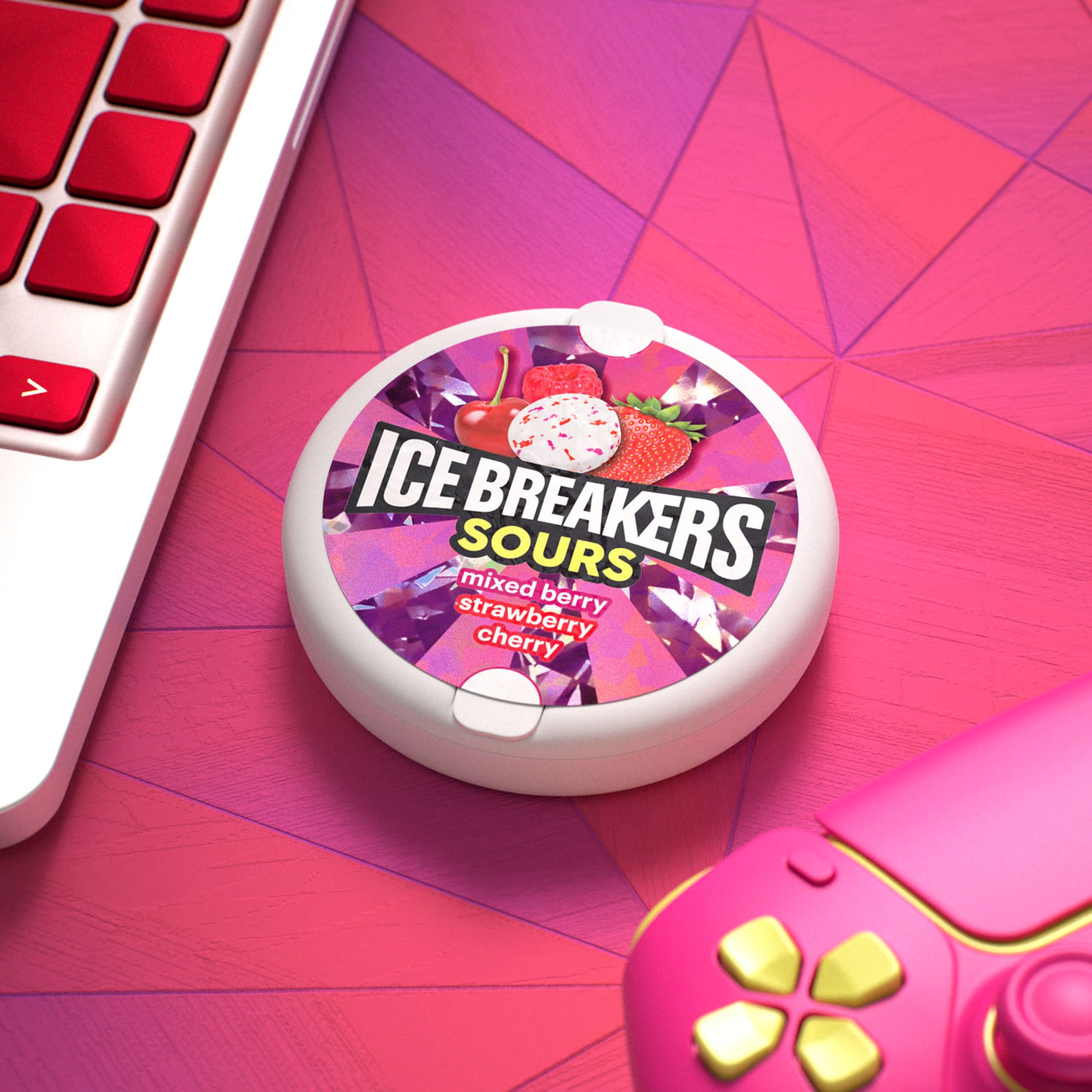 Ice Breakers Sours tin in desk or car for on-the-go refreshment