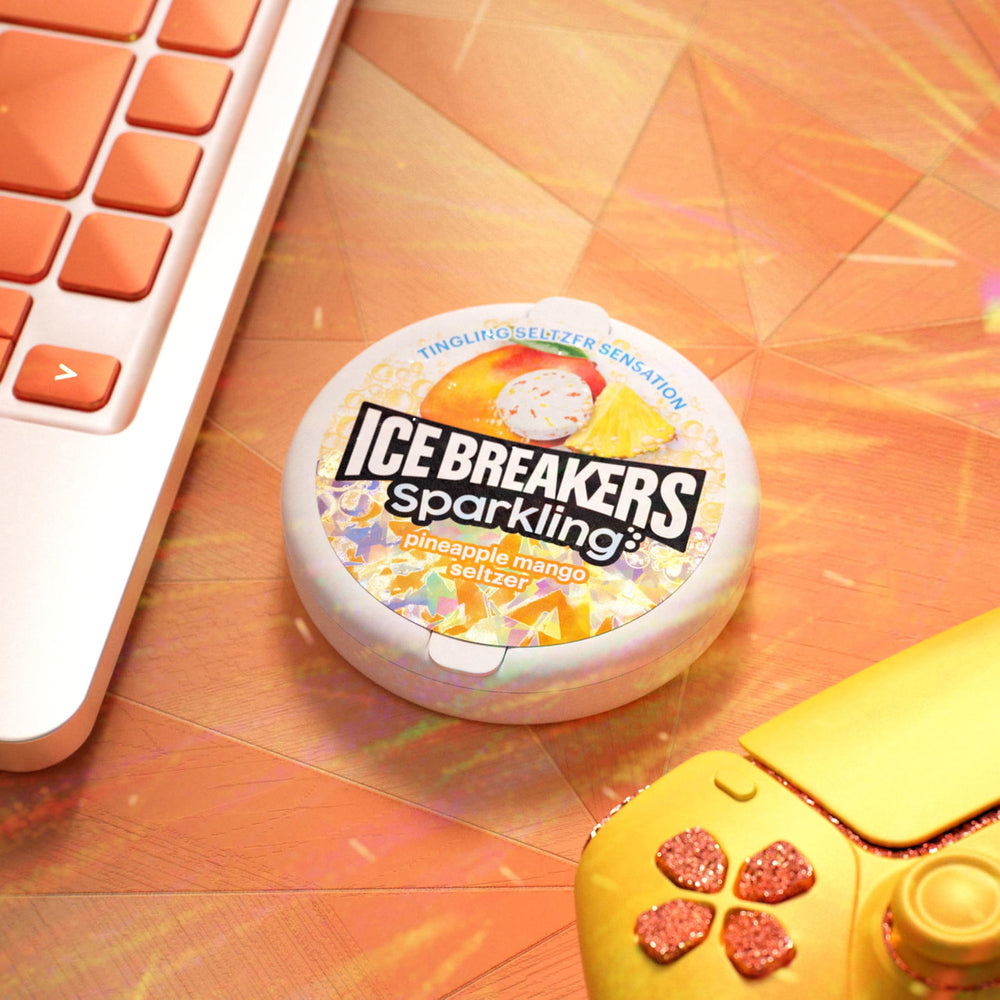 Ice Breakers Sparkling Pineapple Mango party-table shot conveys celebration-ready flavor.