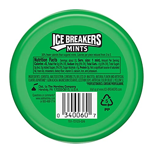Close-up of cooling spearmint crystals inside Ice Breakers mints.
