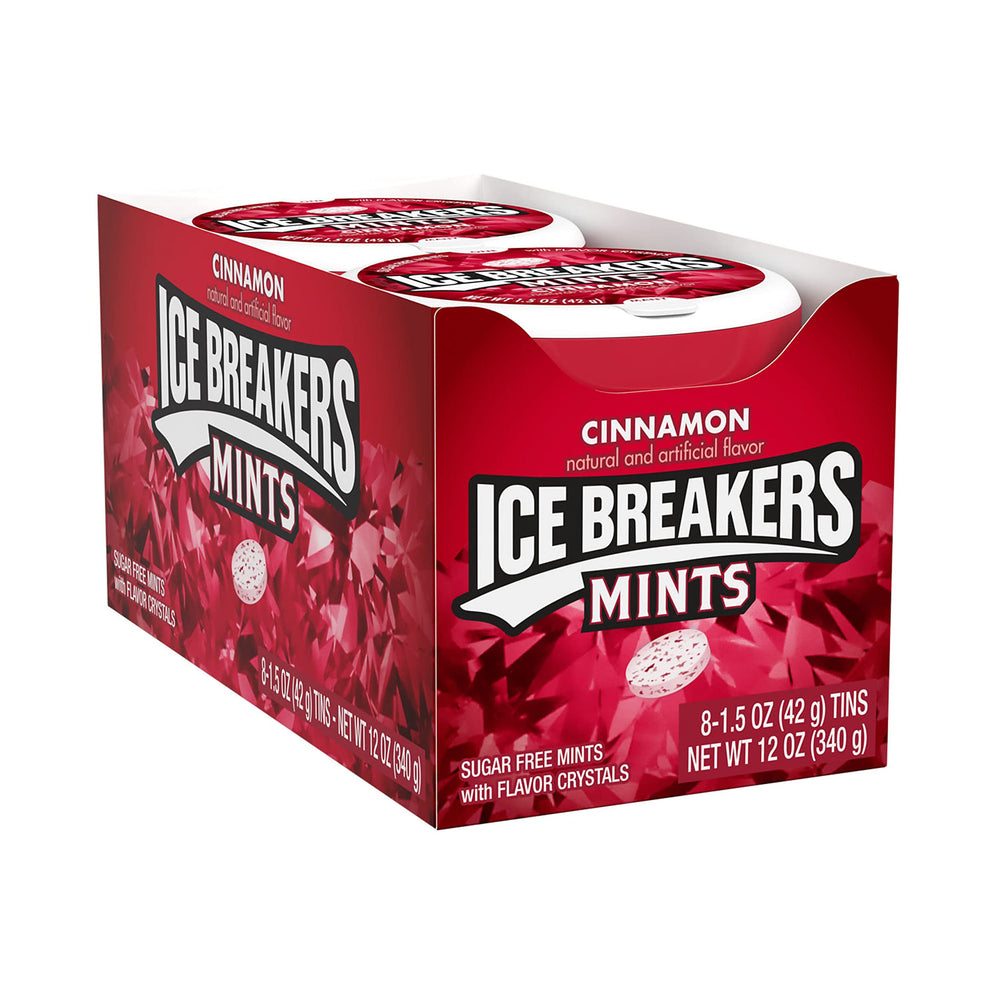 Ice Breakers Sugar Free Mints tins pack ready for pockets and car rides.