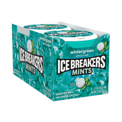 Ice Breakers Wintergreen mints in a pocket tin for on-the-go freshness