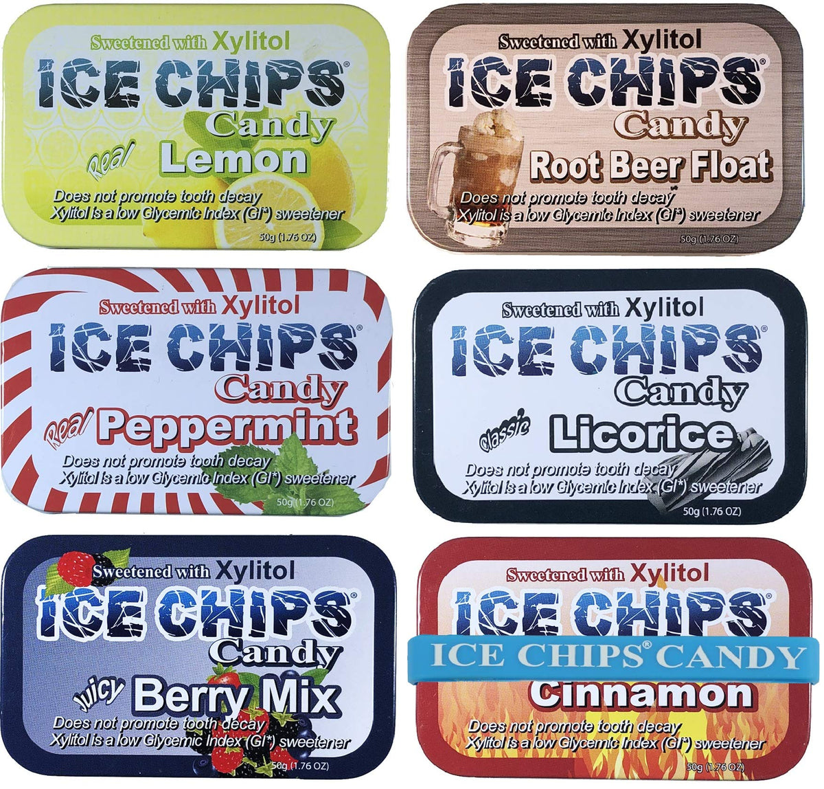 Ice Chips Xylitol Candy variety-pack tin on display for daily breath freshness