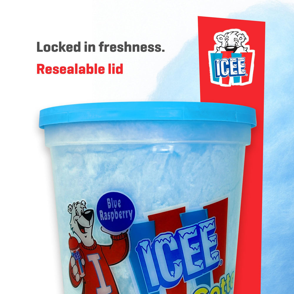 ICEE Cotton Candy cherry flavor close-up showcases bold taste ideal for celebrations.