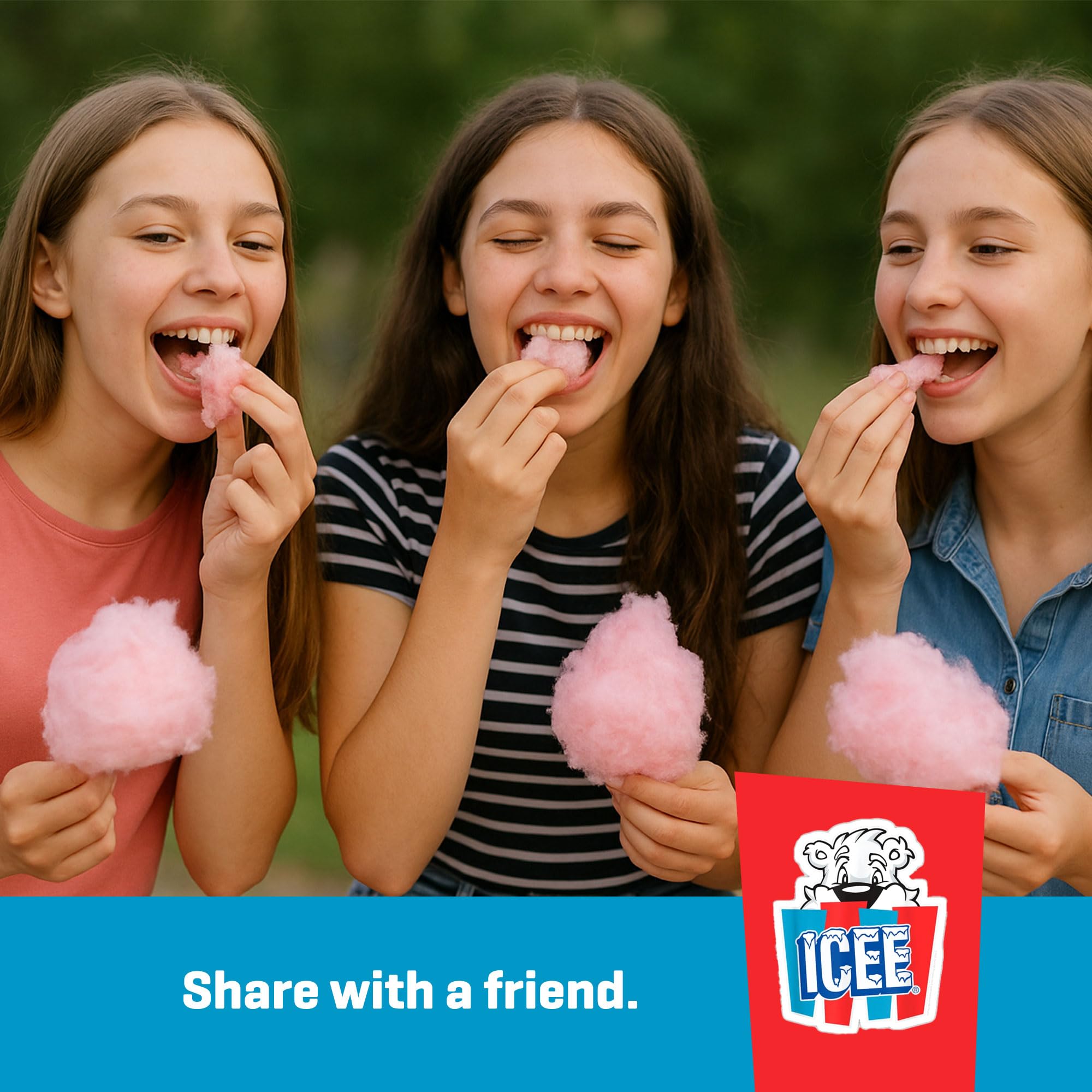 ICEE Cotton Candy on-the-go snack illustrates convenient, shareable treat.