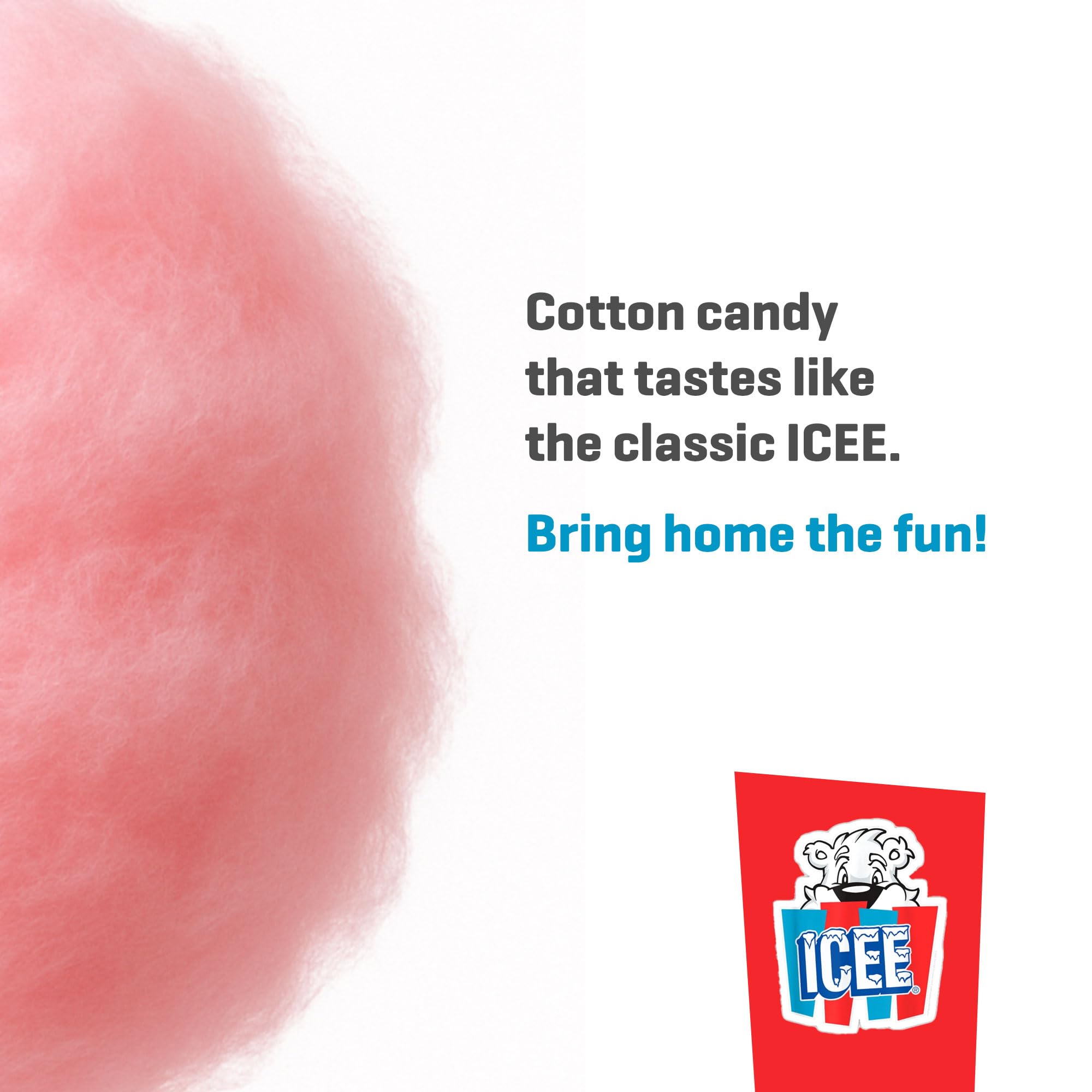 Icee Cotton Candy snack portrait showcasing a light, airy bite