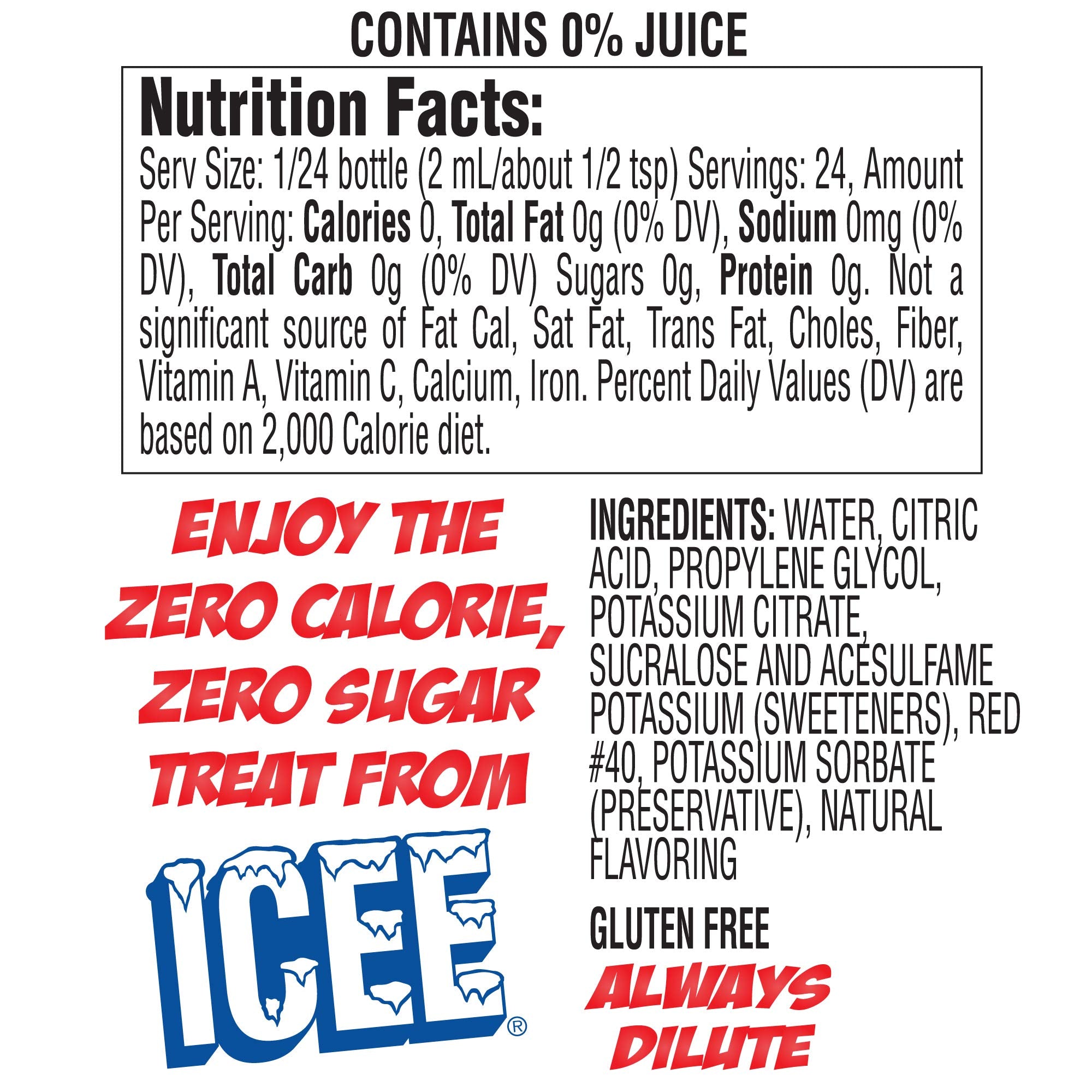 Icee Zero Blue Raspberry splash highlighting sugar-free refreshment.