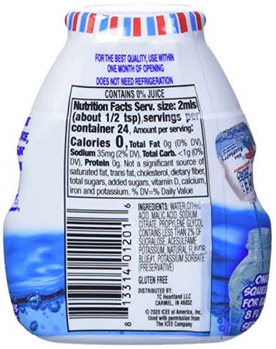 Icee Blue Raspberry water enhancer delivering a cool, refreshing taste in a glass.