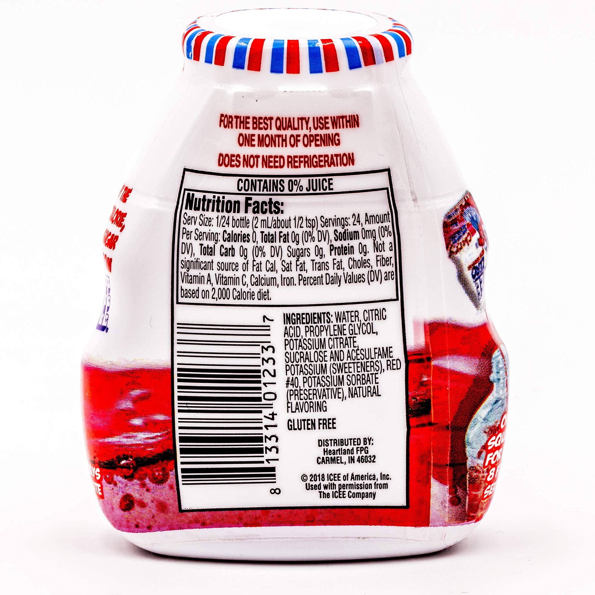 Icee Zero Calorie Cherry water enhancer glass tasting with vivid ruby color