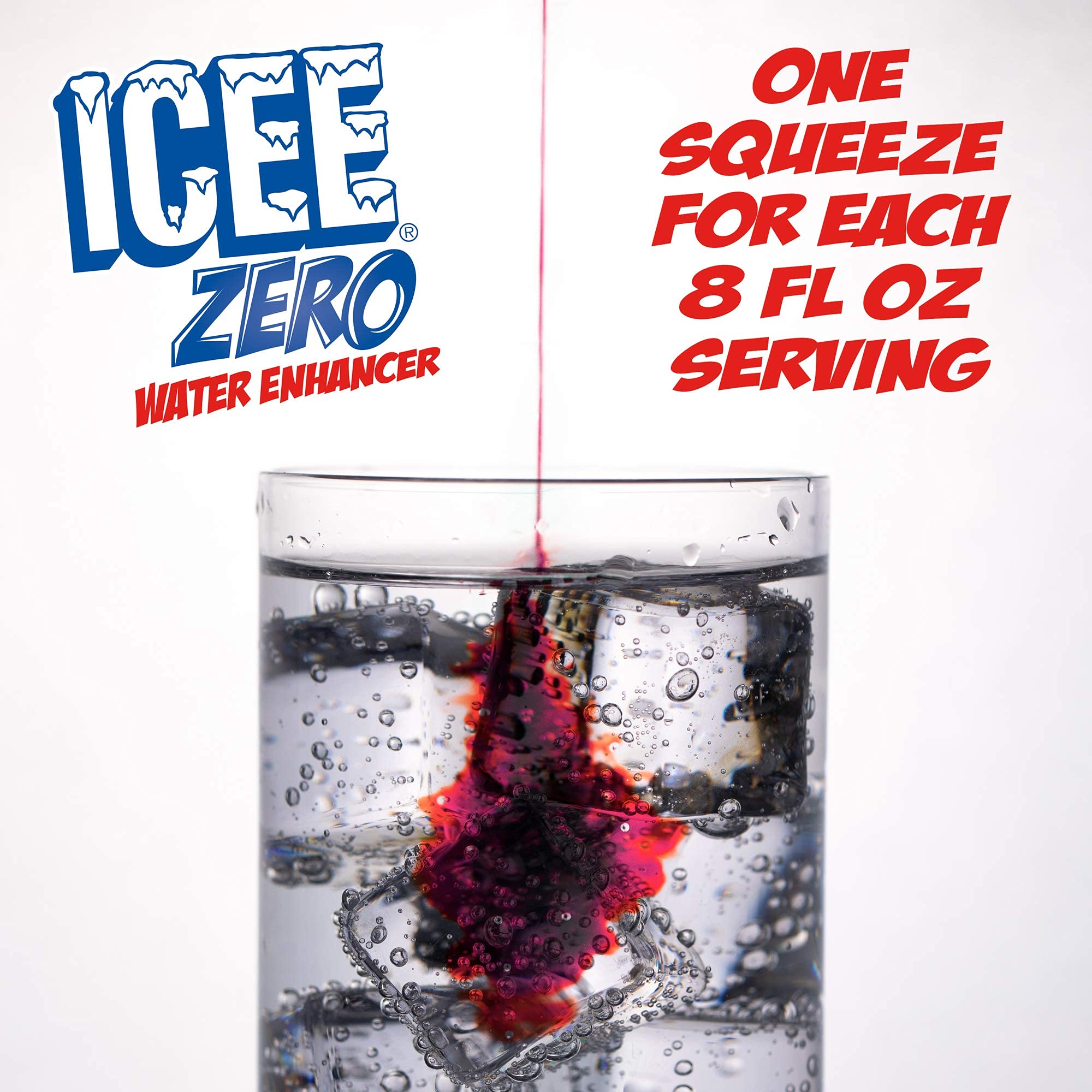 Icee Zero Calorie Cherry water enhancer label closeup shows brand and flavor