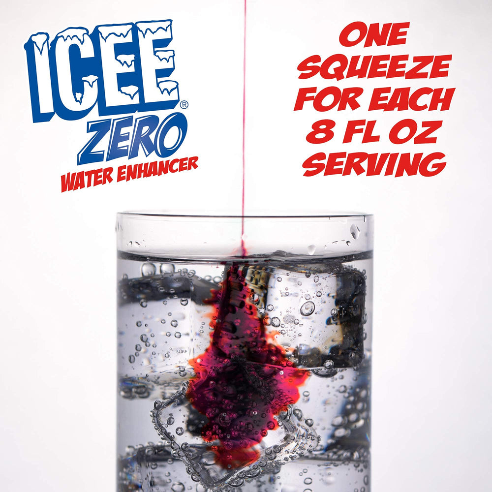 Icee Zero Calorie Cherry water enhancer label closeup shows brand and flavor