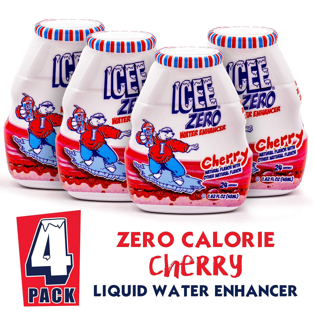 Icee Zero Calorie Cherry water enhancer at desk for work hydration