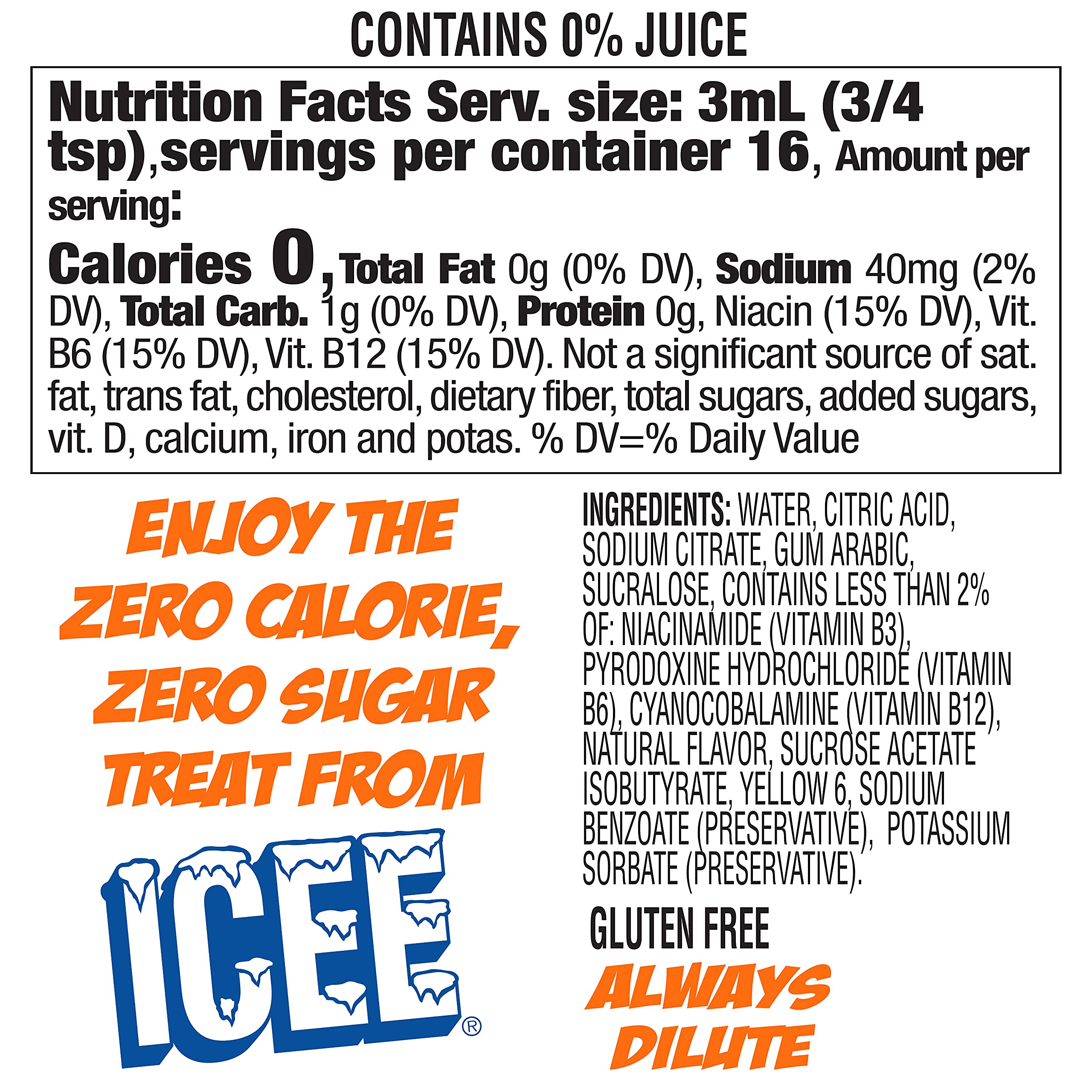 Icee Zero Variety Pack bottle offering 24 servings for versatile use.