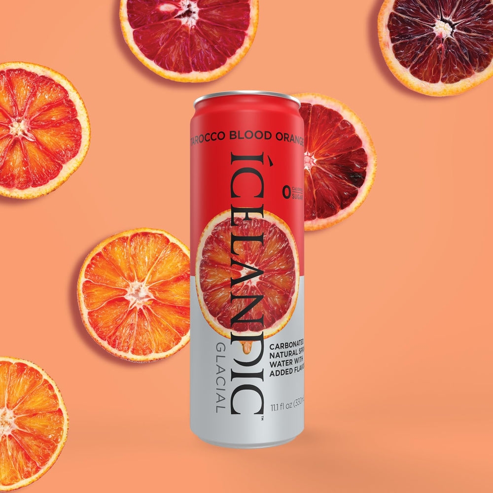 Icelandic Glacial sparkling water poured into a glass for a refreshing sip.