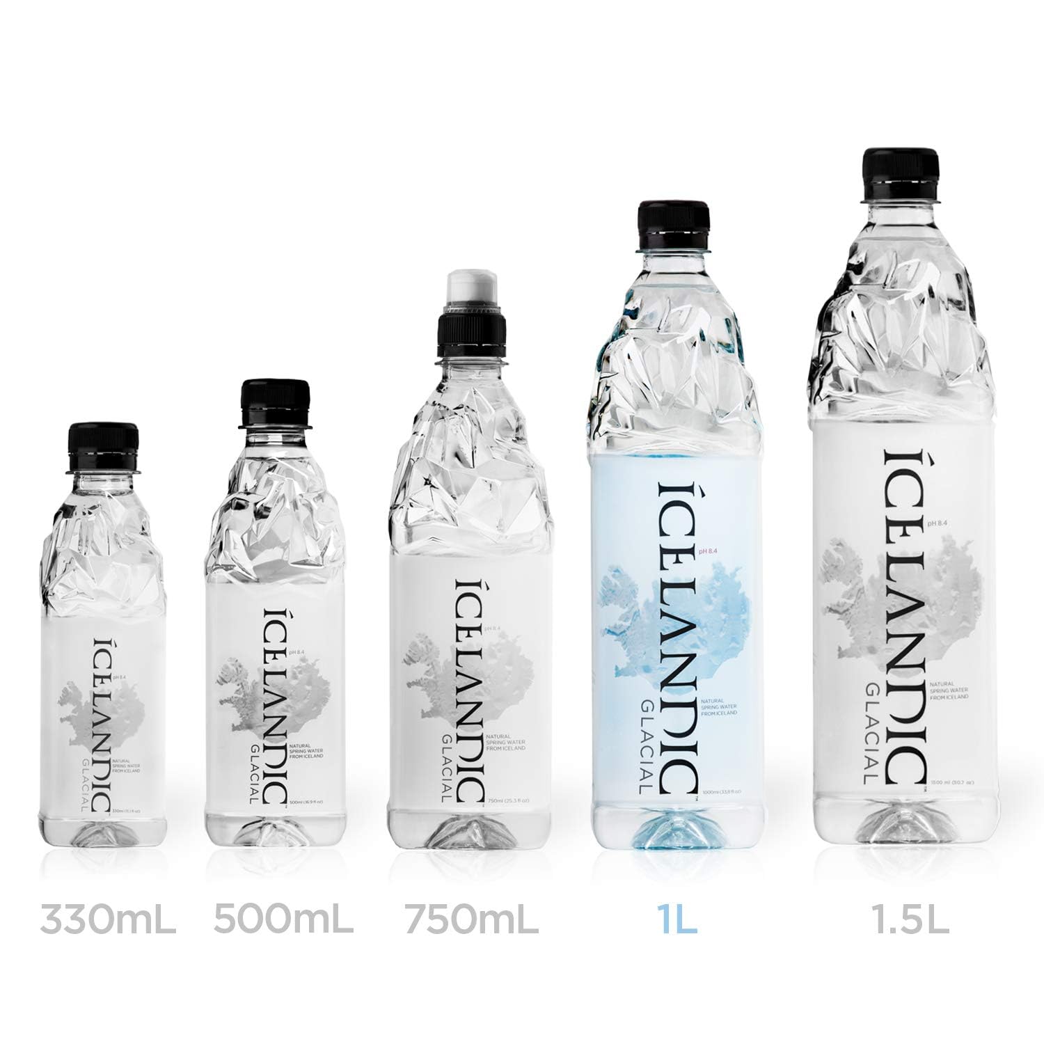 Icelandic Glacial sustainable packaging uses high-grade rPET and is BPA-free.