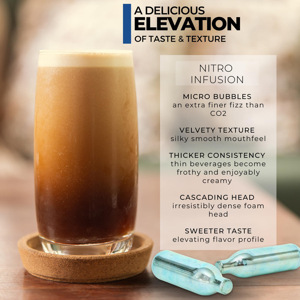 Food-grade nitrogen preserves beverage flavor when used with compatible nitro devices