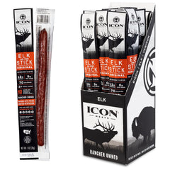 Icon Meats Original Elk and Pork Sticks pack packaging for on-the-go snacking.