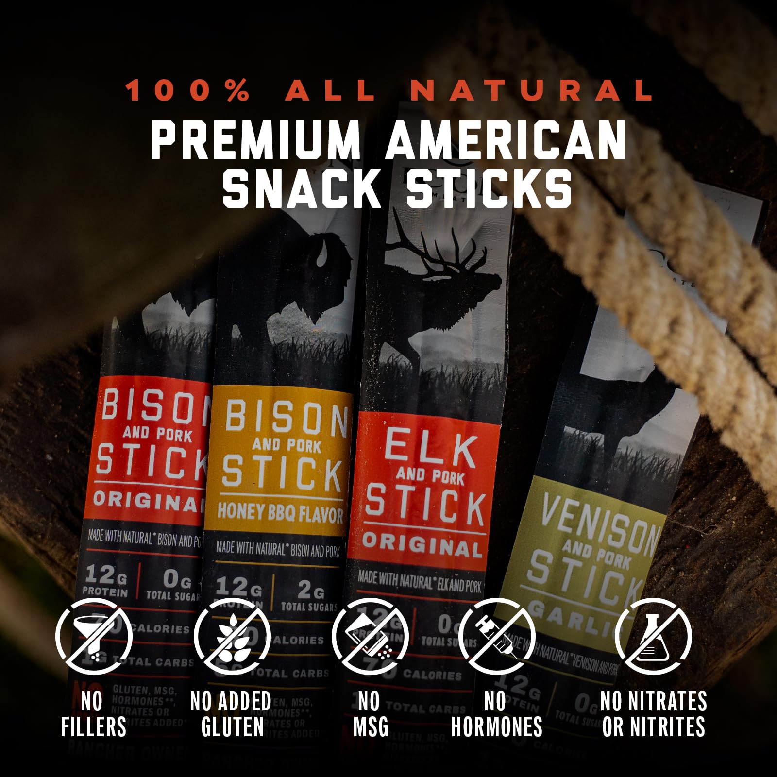 ICON Meats Original Bison & Pork sticks showcase classic flavor.