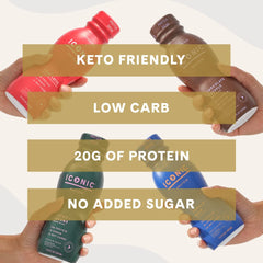 ICONIC Chocolate Truffle close-up ingredients emphasize grass-fed protein and clean formulation.