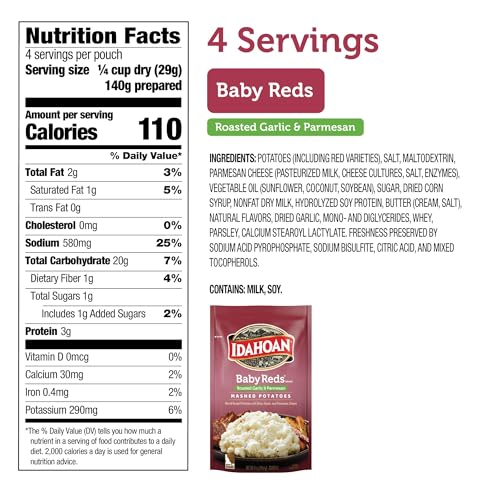 Idahoan Baby Reds garlic parmesan mashed potatoes, versatile side for poultry