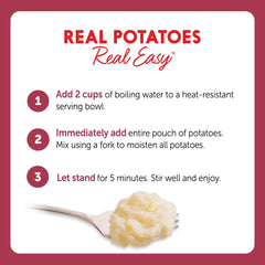 Idahoan Baby Reds mashed potatoes prepared mash on plate suggests comforting weeknight side.