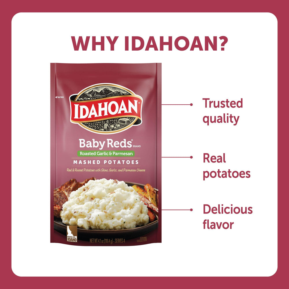 Idahoan Baby Reds pack of ten, convenient microwave-ready mashed potatoes