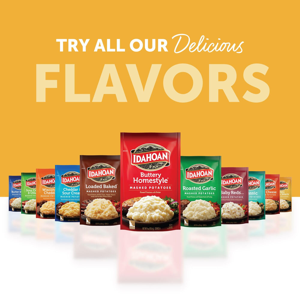 Pantry display of Idahoan Buttery Golden Selects pack