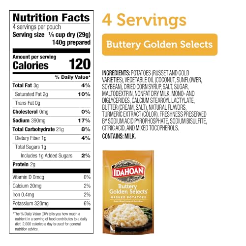 Idahoan Buttery Golden Selects mashed potatoes in a creamy bowl