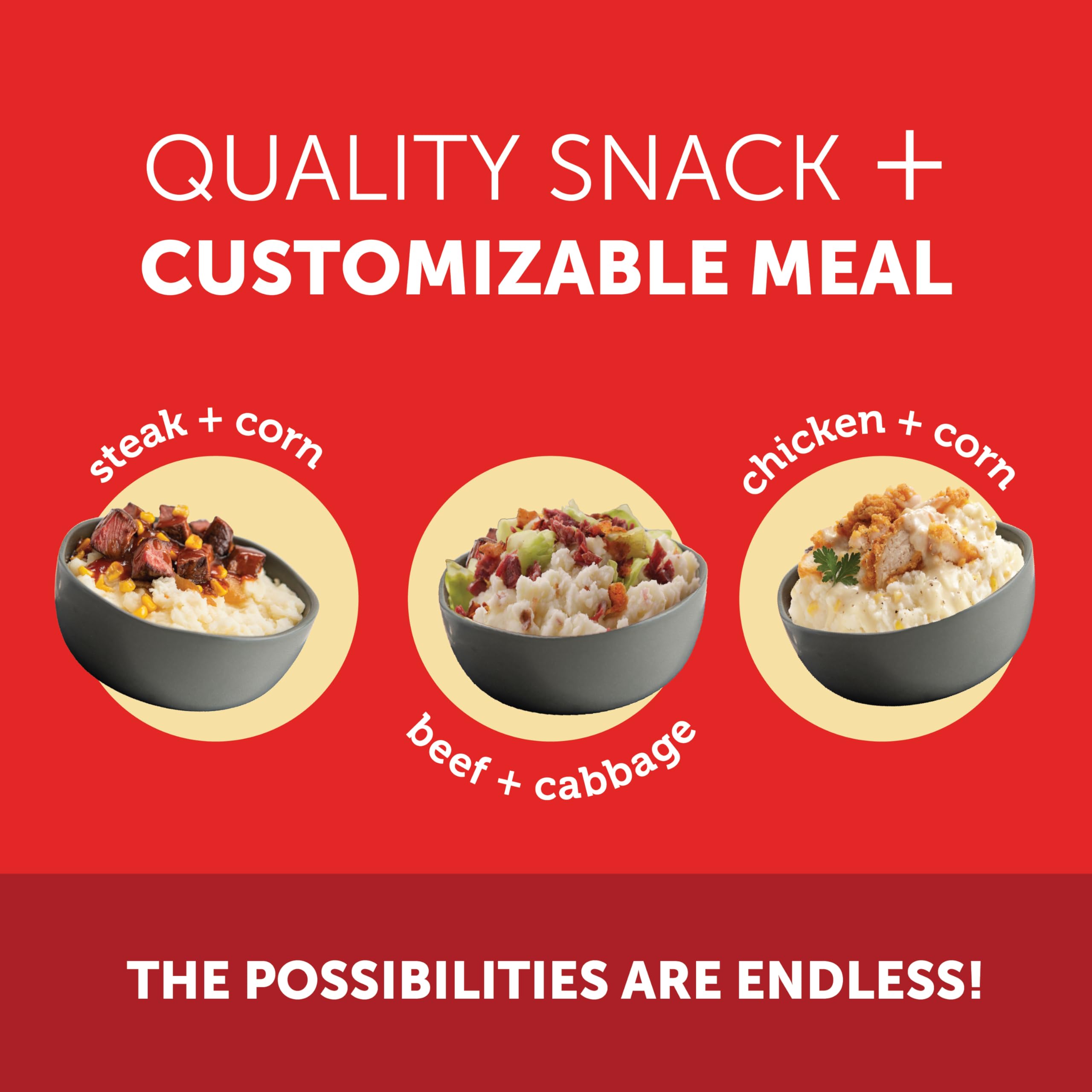 Idahoan Buttery Homestyle Mashed Potatoes nutrition label shows gluten-free and real Idaho potatoes.