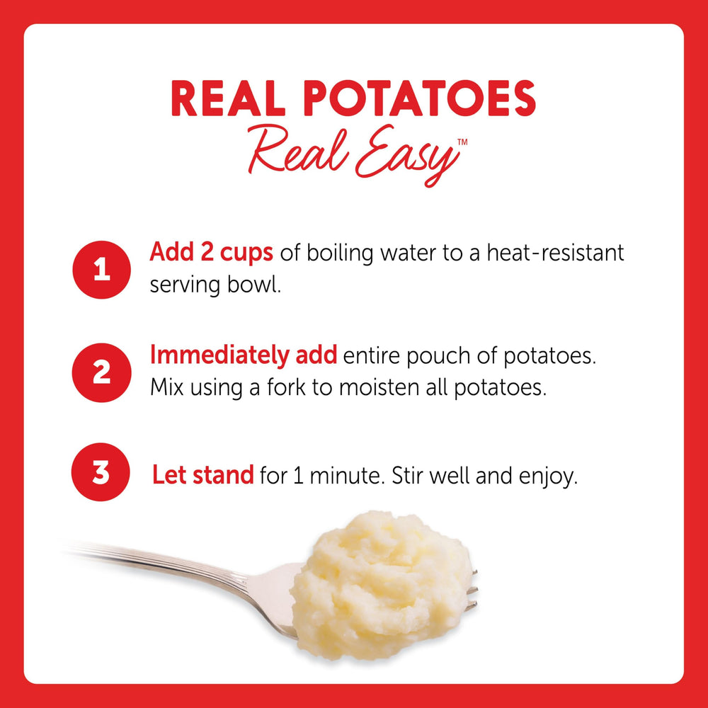 Idahoan Buttery Homestyle Mashed Potatoes being prepared for quick meals.