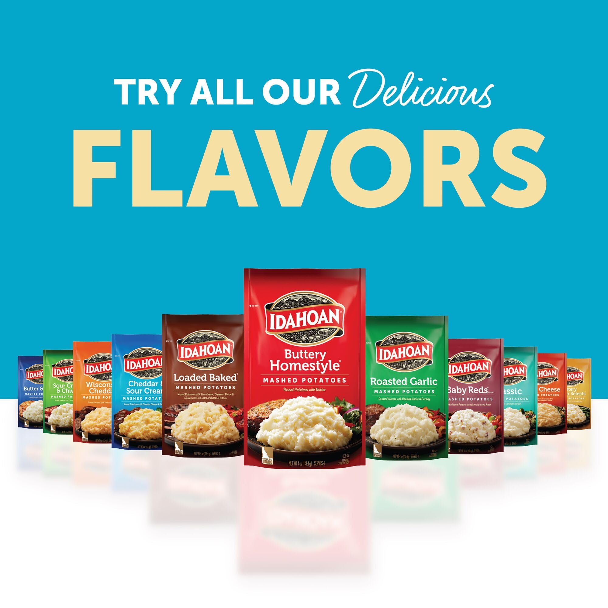 Idahoan Cheddar & Sour Cream mashed potatoes as quick side with vegetables.