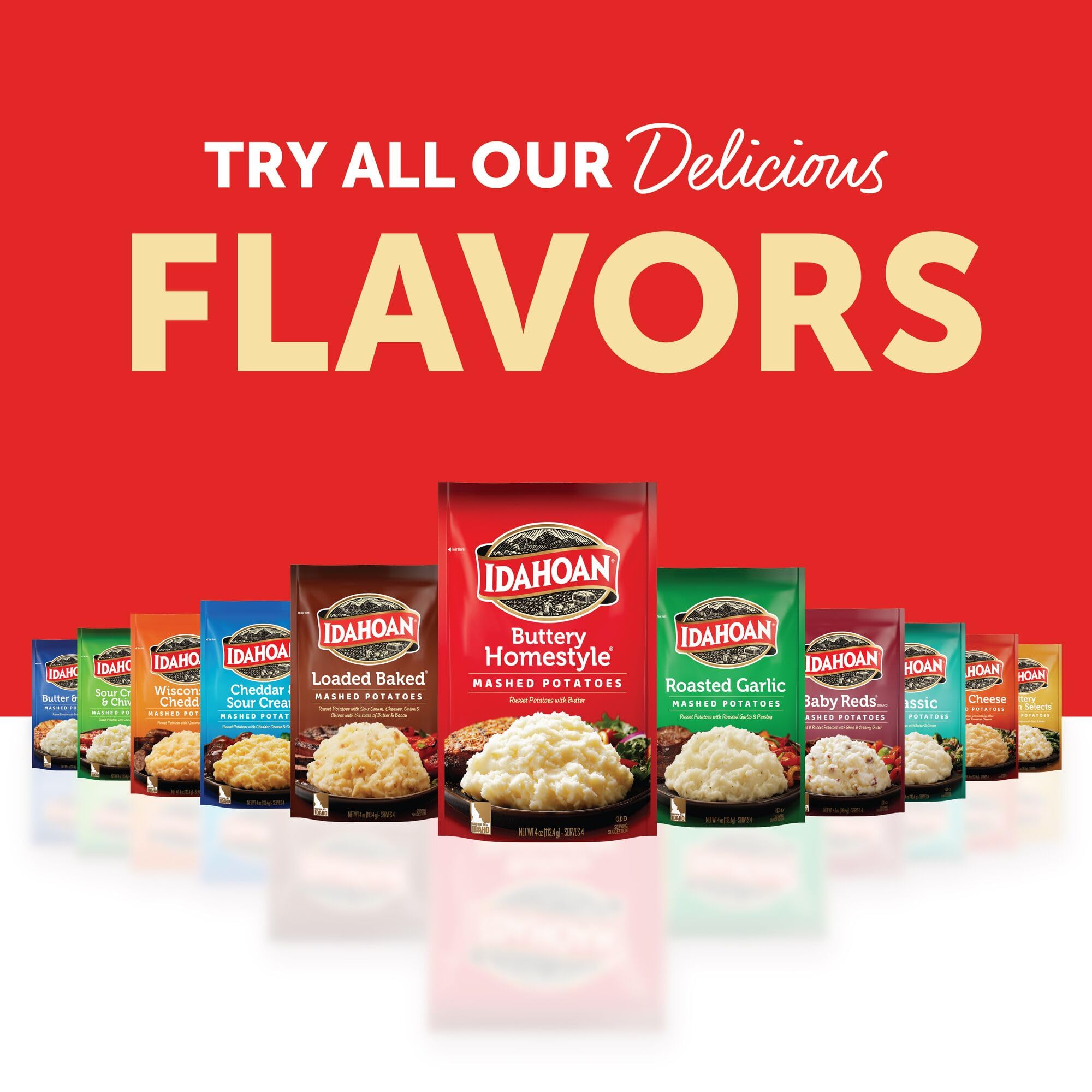 Idahoan Dairy-Free Mashed Potatoes family dinner table ready-to-serve.