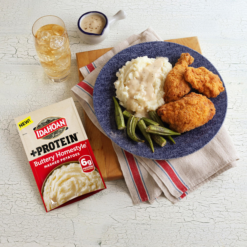 Idahoan Family-friendly mashed potatoes ideal for weeknight dinners.
