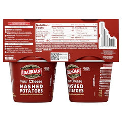 Idahoan Four Cheese Cups opened, ready to add water and heat.