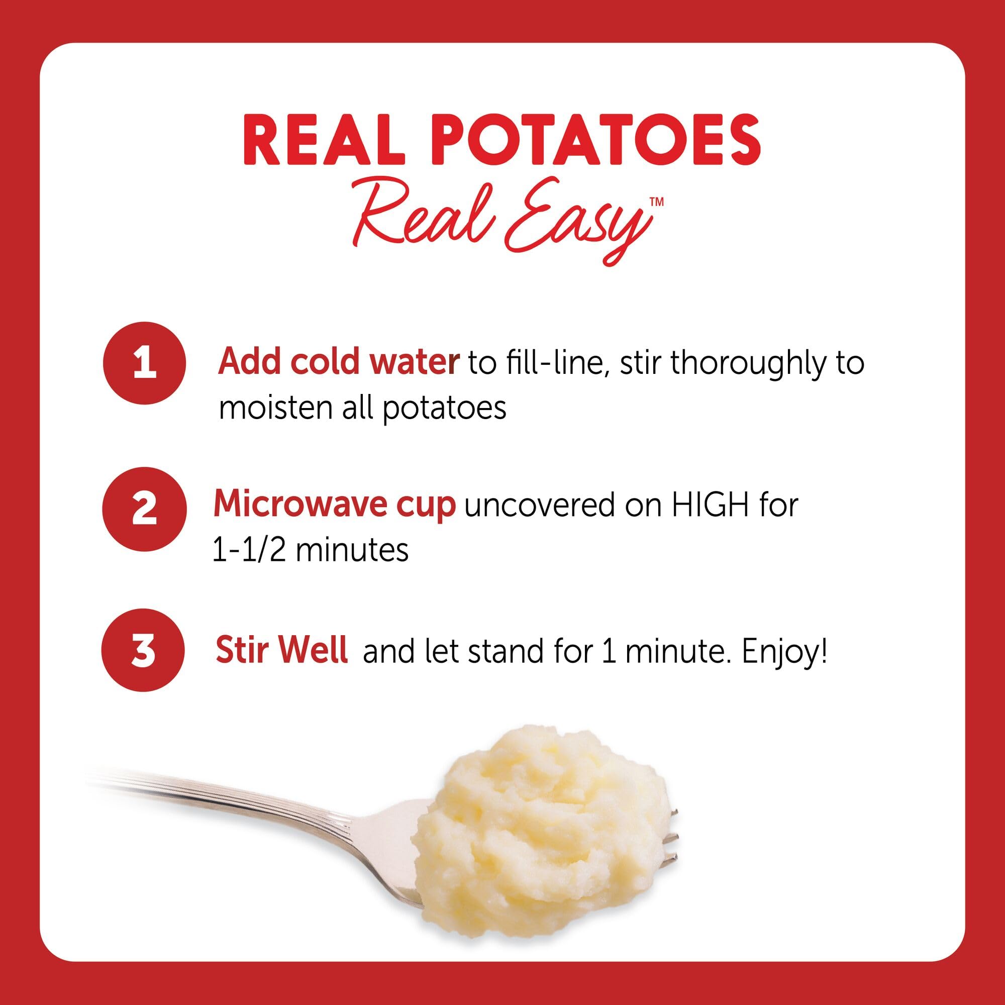 Idahoan Four Cheese Cups prep step with water and spoon.