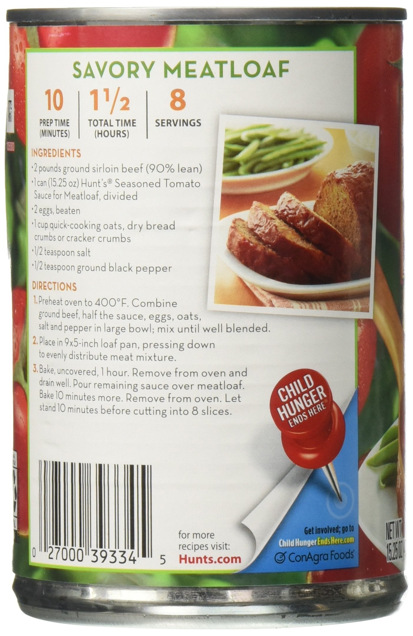 Idahoan Hunt's Seasoned For Meatloaf Tomato Sauce nutrition label highlights calories for portion control